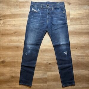 Diesel D-Strukt Jeans Men 30x30 Blue Slim Fit Stretch Dark Indigo Distress 09A45